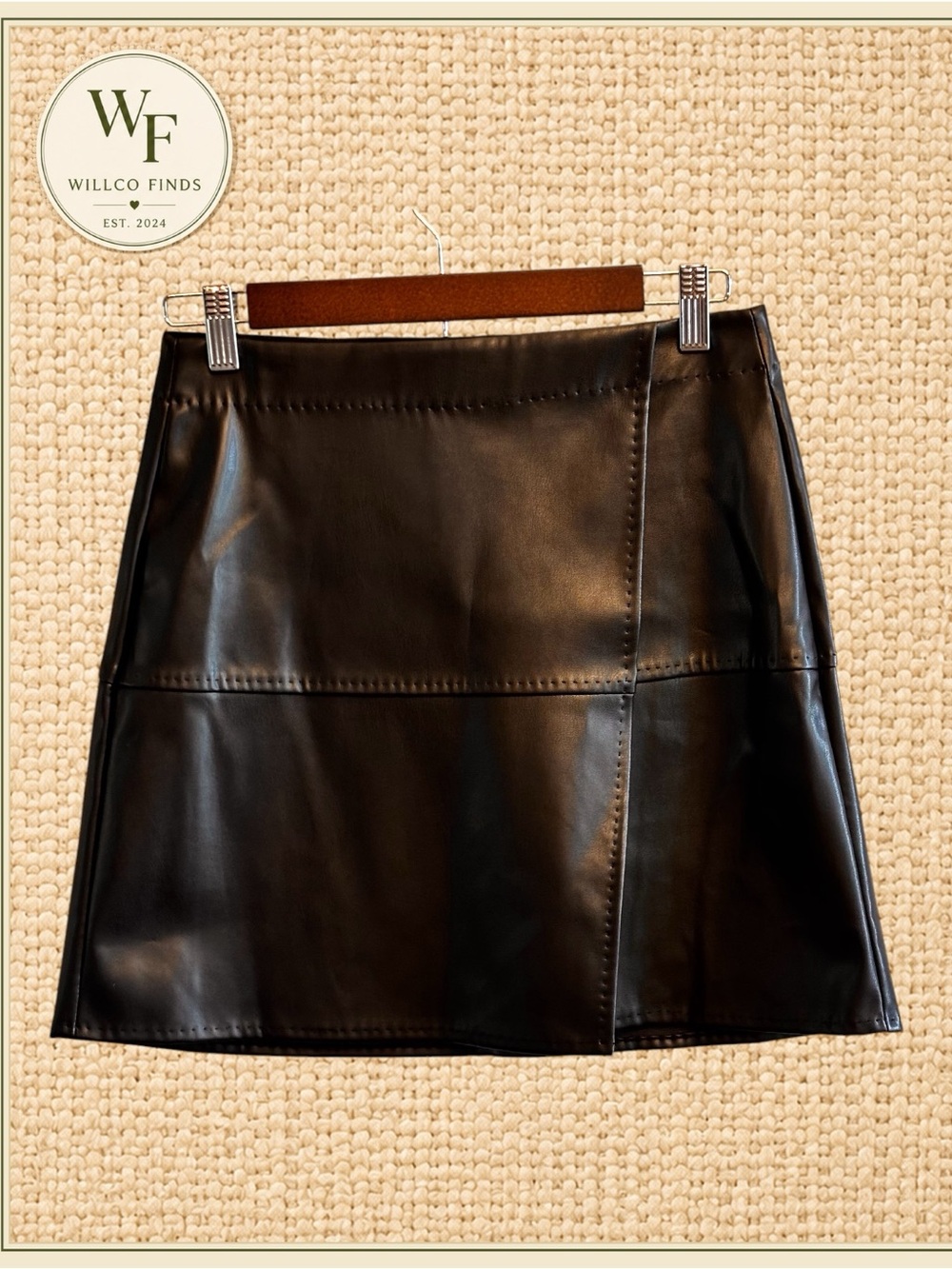 Max Studio Black Faux Leather Mini Skirt with Panel Stitching Size XS